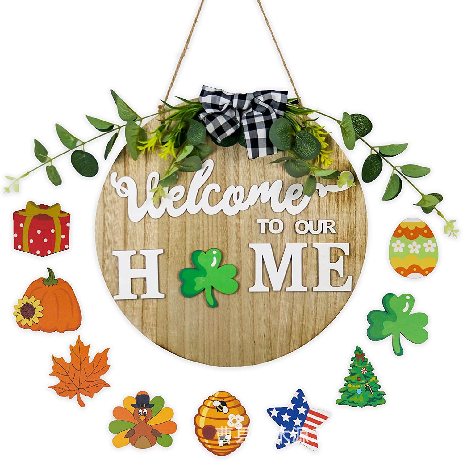 木质home挂牌欢迎牌壁挂圣诞家居装饰品节日组合装饰门牌挂件