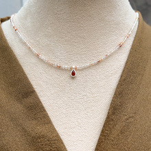 董洁同款S925纯银水晶红玛瑙串珠项链女ins极简设计感个性锁骨链