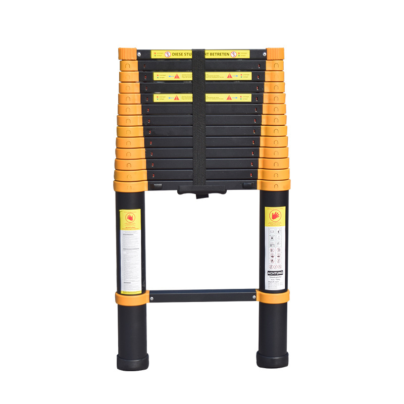 家用铝合金3.2米单面伸缩梯黑色喷涂工艺 升降便携户外圆管竹节梯