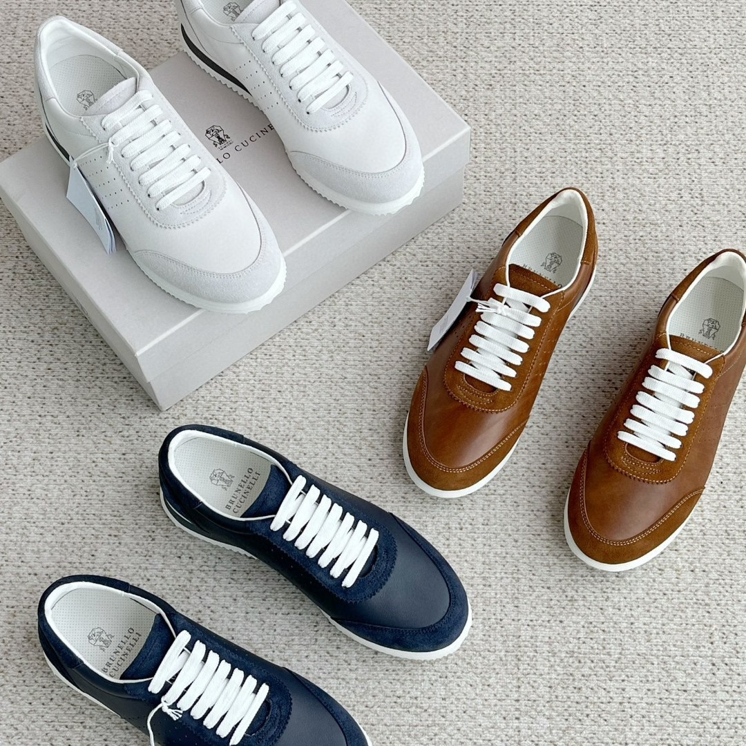 外贸原单bc休闲运动鞋男2024春季新款圆头系带真皮舒适透气男鞋