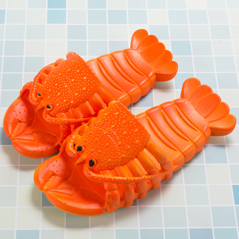 Cute Trending Creative Crayfish Women's Slippers Summer One Family Three Mouth Parent-Child Children Cartoon Beach Holiday Sandals