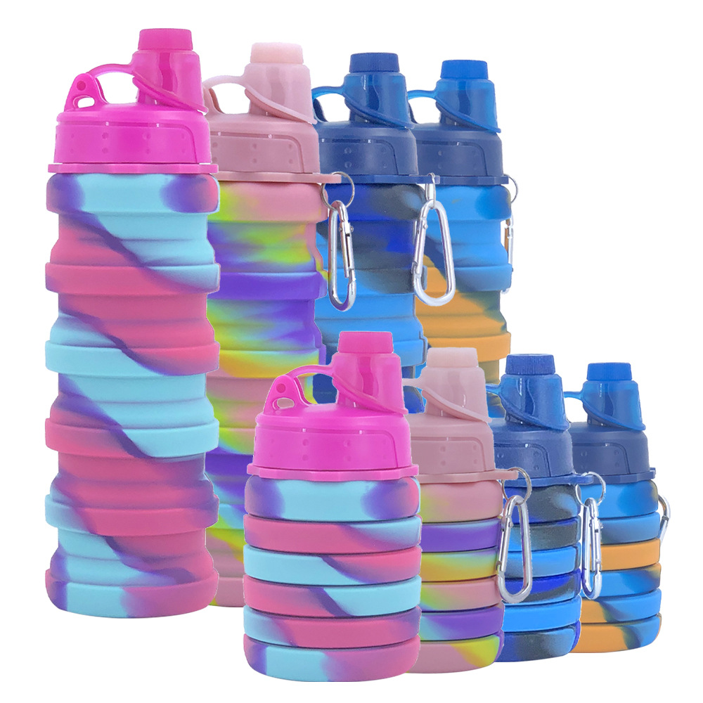 cross-border hot selling creative silicone foldable water cup high temperature resistant sports water bottle with lid portable gift cup