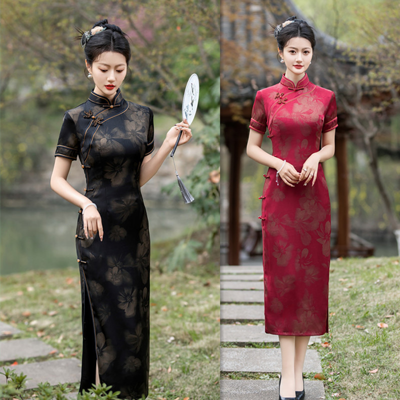 复古中国风中老年女士长款大码旗袍2024夏季新款改良中式传统旗袍