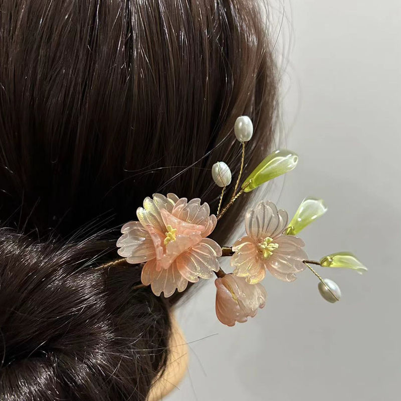 小橘 暖暖的~琉璃发钗花朵发钗汉服发簪子古风头饰花朵发饰古装