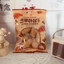 韩国进口友施牛角包形巧克力夹心棉花糖100g巧克力味休闲网红零食
