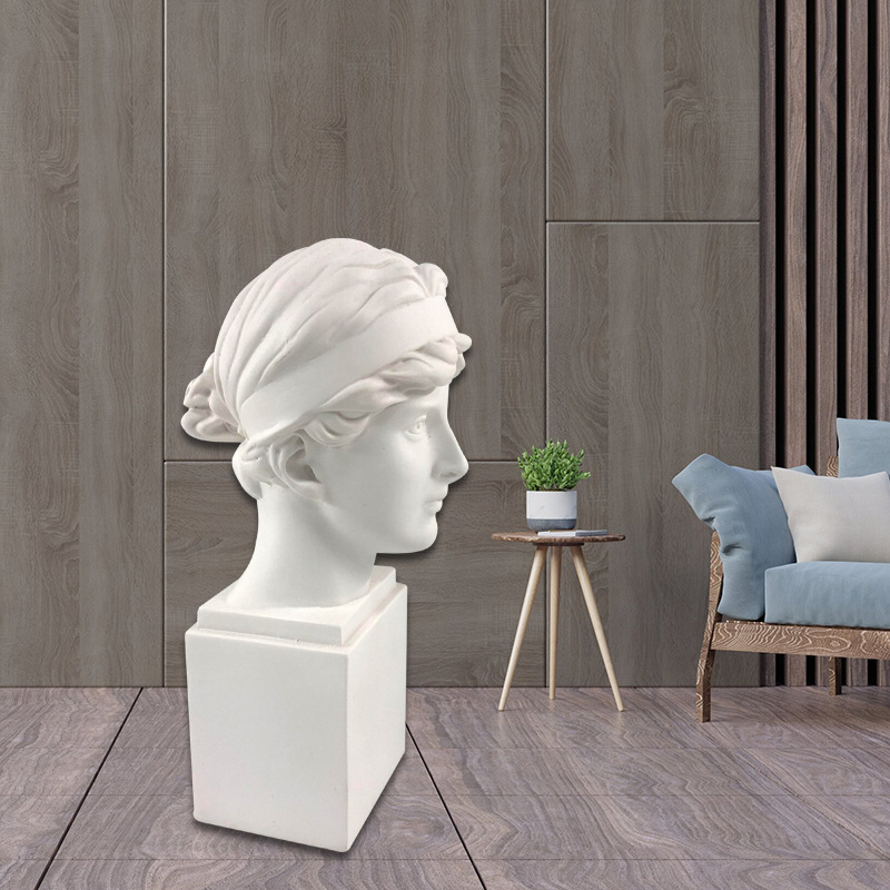树脂仿石膏头巾少女头像艺术雕像 ins风格摆件北欧家居酒柜装饰品