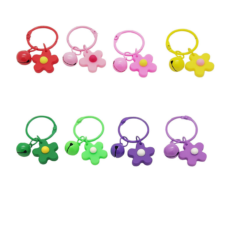 Small Gift Korean Style Chic Elegant Color Soft Rubber Little Flower Bell Key Buckle Key Ring Women's Bag Bag Hanging