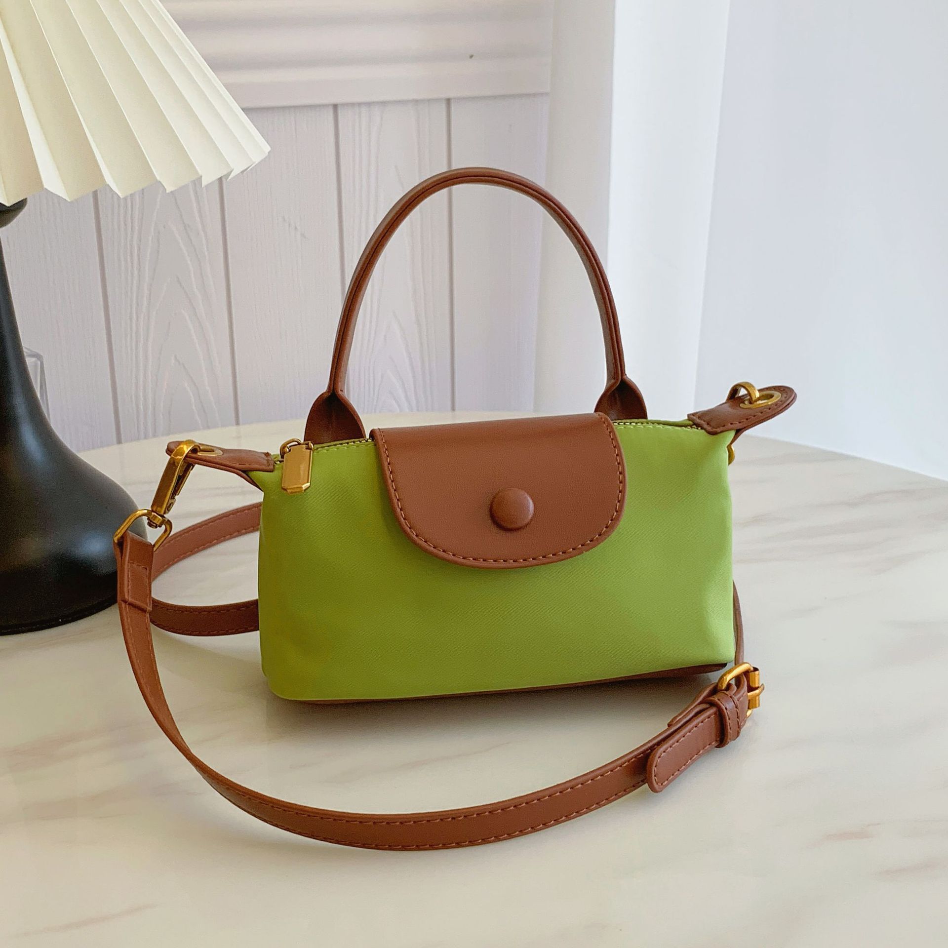 新款迷你短柄龙骧包单肩手提包女防水尼龙布通勤小号斜挎包饺子包