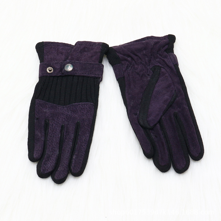 猪皮保暖手套女冬加绒加厚防寒劳保耐磨骑车工地工人户外工作冬天