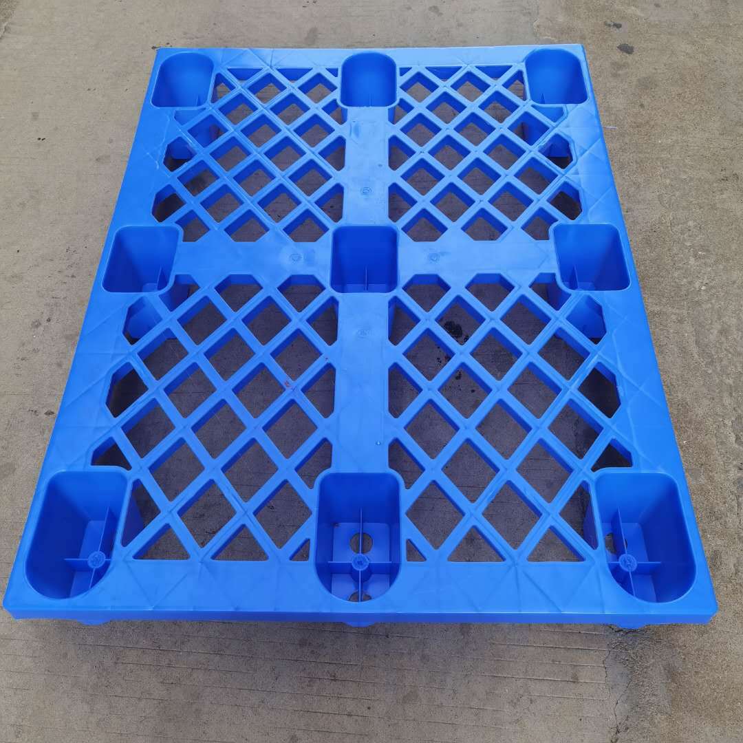 东莞塑胶卡板 九脚网格塑料栈板 蓝色胶卡板 塑胶托盘地台板厂家