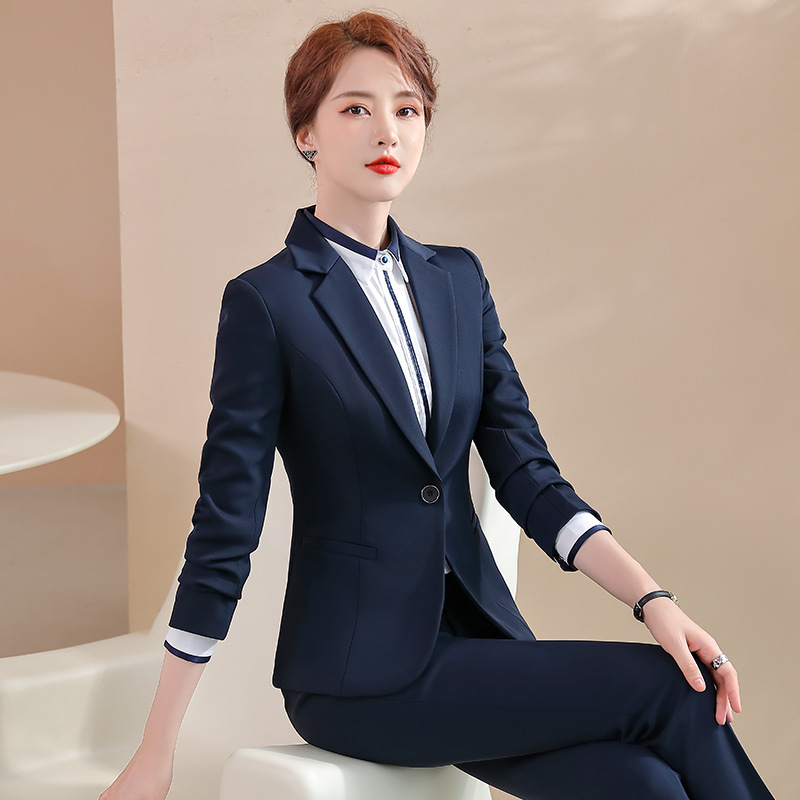 职业套装女高端2021春秋新款韩版时尚商务正装西服酒店前台工作服