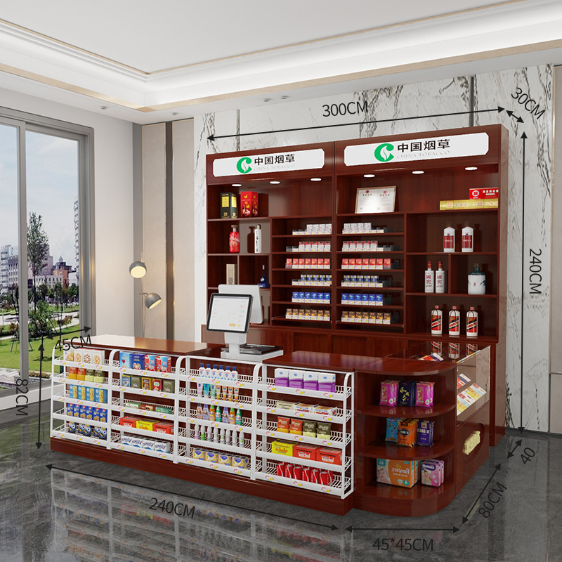 台小型简约木制散称台称重台不锈钢称柜台桌普通收银台热帖药店收银台