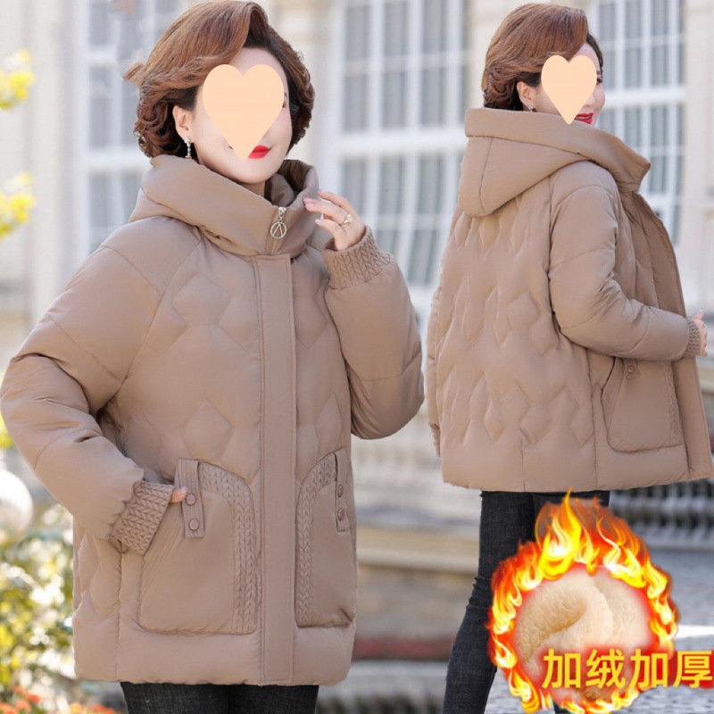 中老年棉衣冬季外套加绒新款洋气妈妈冬装棉袄加厚羽绒棉服