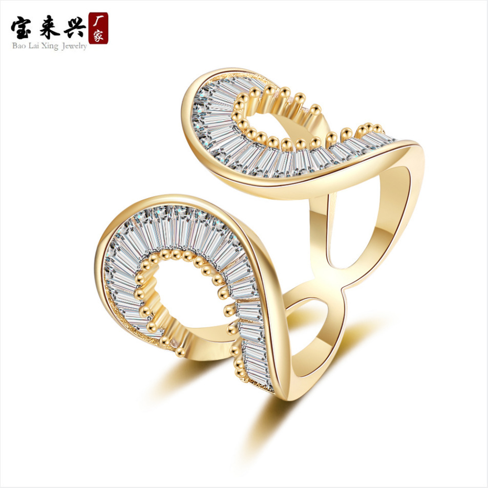 感戒指女ins时尚潮流百搭轻奢风镀18k金钻石交叉戒指开口