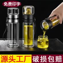 双层玻璃茶水分离玻璃杯泡茶杯玻璃水杯茶杯玻璃杯耐高温杯子批发