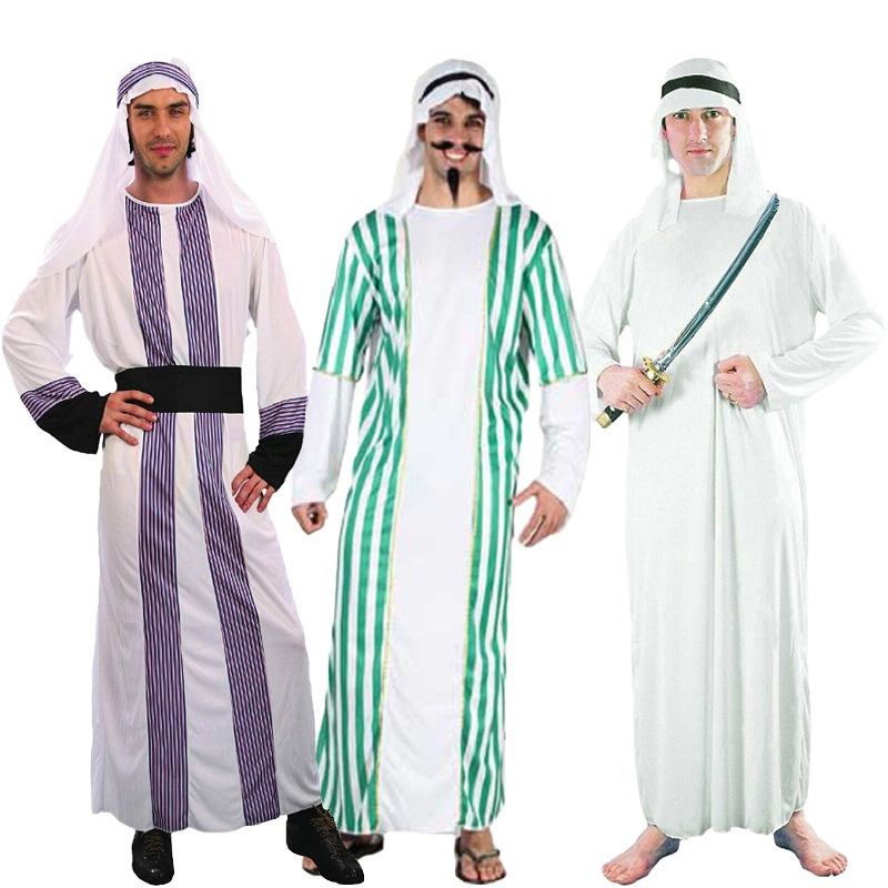 万圣节舞会服装 成人男阿拉伯服装沙特迪拜长袍衣服饰中东牧羊人