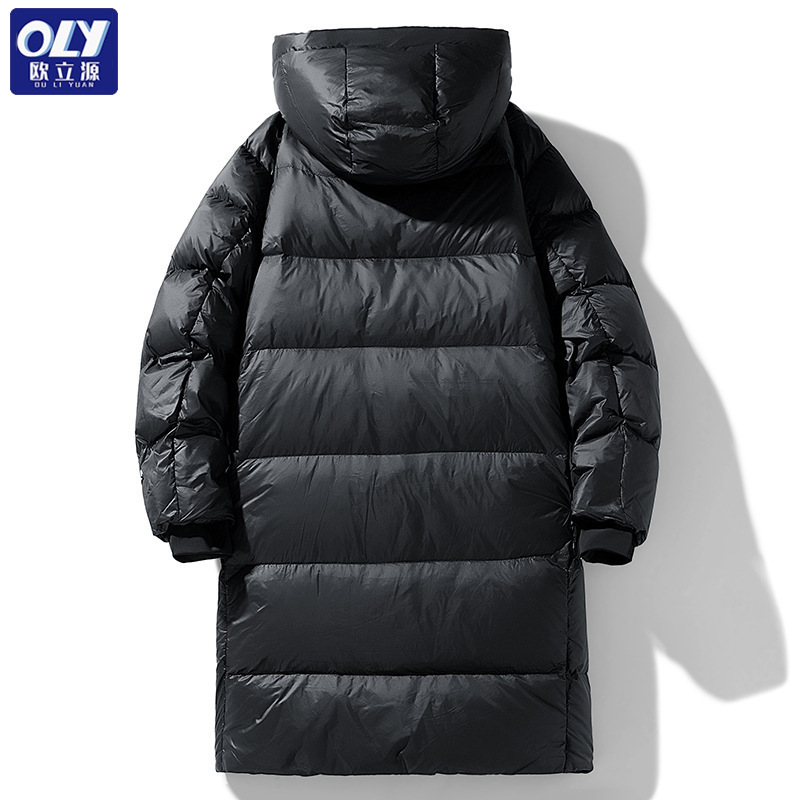 Winter New National Standard 90 White Duck down Jacket Men's Mid-Length Couple's Black and Gold down Jacket Thickened Winter Men's Jacket