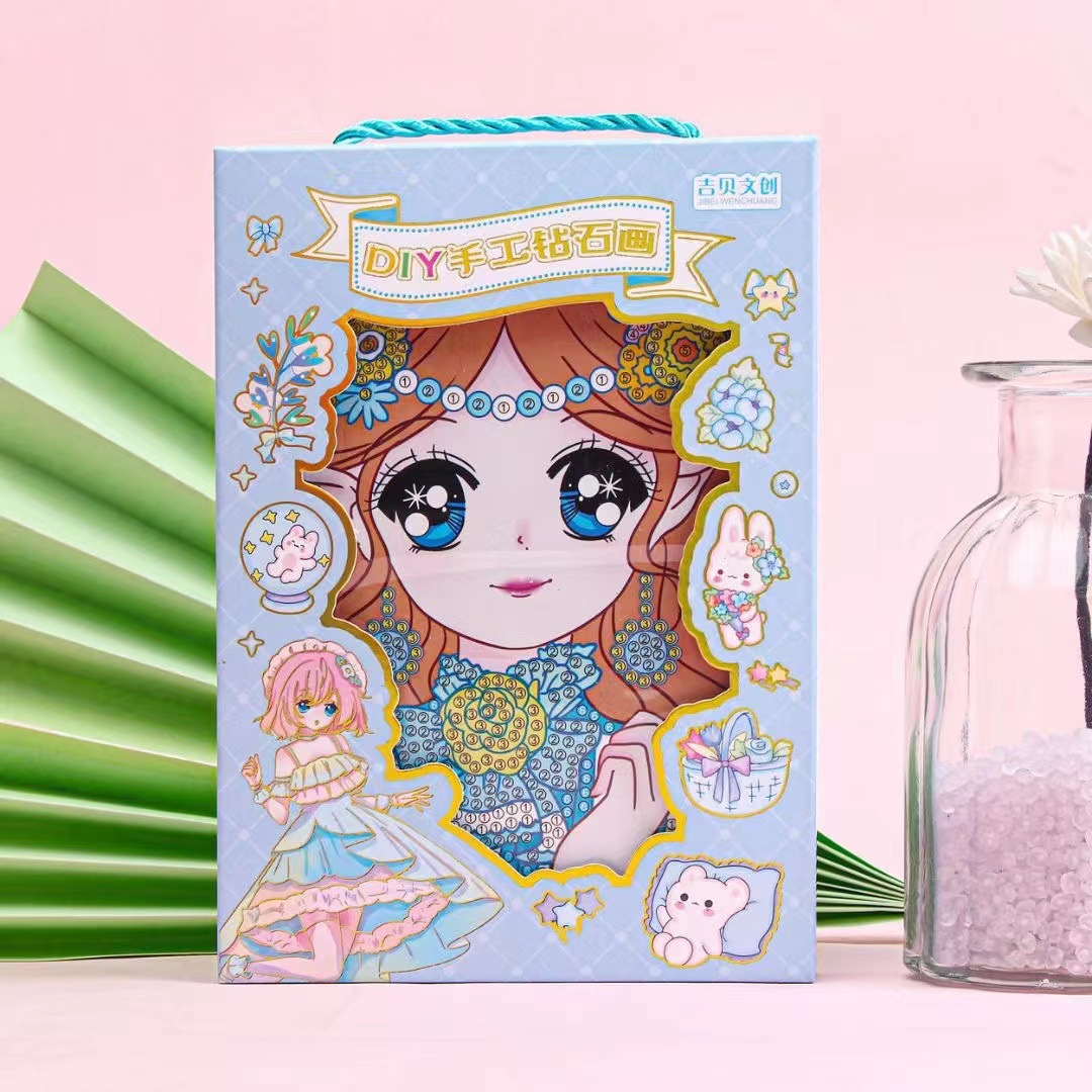 Children's Creative Handmade DIY Portable Box Diamond Painting Suit Cartoon Pretty Girl Handmade Diamond Paste Painting