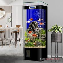 新款一体成型方形鱼缸客厅立式电视柜旁水族箱生态玻璃懒人金鱼缸