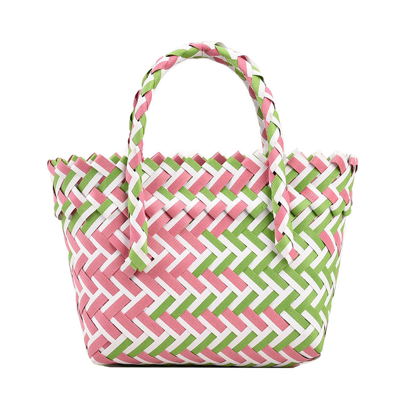 Color Xuan Ya Woven Bag Color Matching Handbag Plastic Woven Bag Woven Bag Small Bag Handbag Mini Seaside Holiday Bag