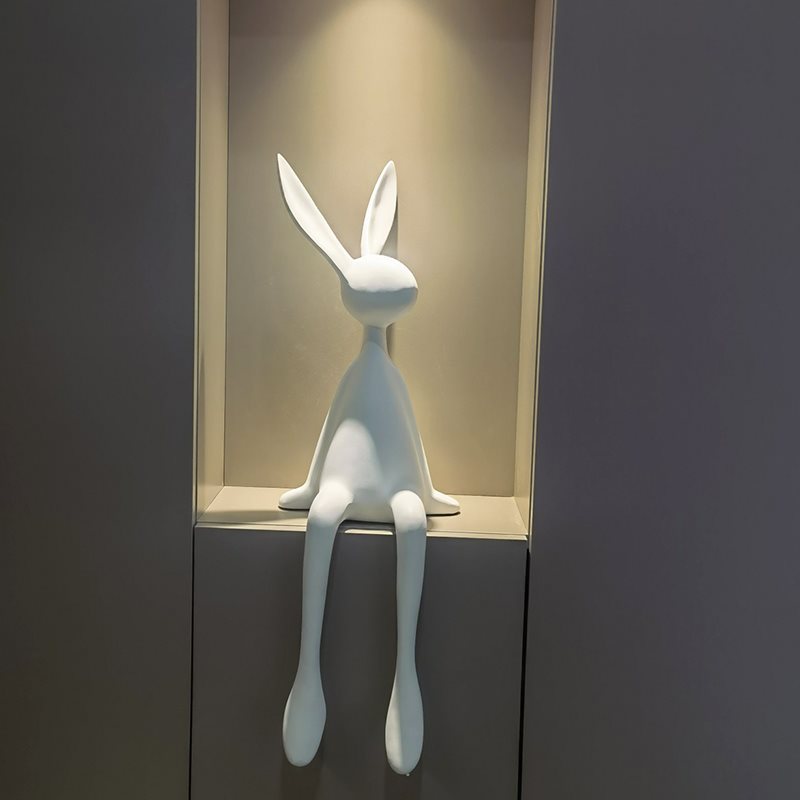 大白兔子坐姿摆件极简创意客厅玄关展示电视柜酒柜壁龛雕塑装饰品