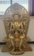 批发弥勒佛佛像纯铜铸造大型藏传寺院黄铜一米强巴佛密宗铜像厂家