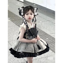 新中式国风设计感女童连衣裙夏天小女孩公主裙子水墨画礼服潮