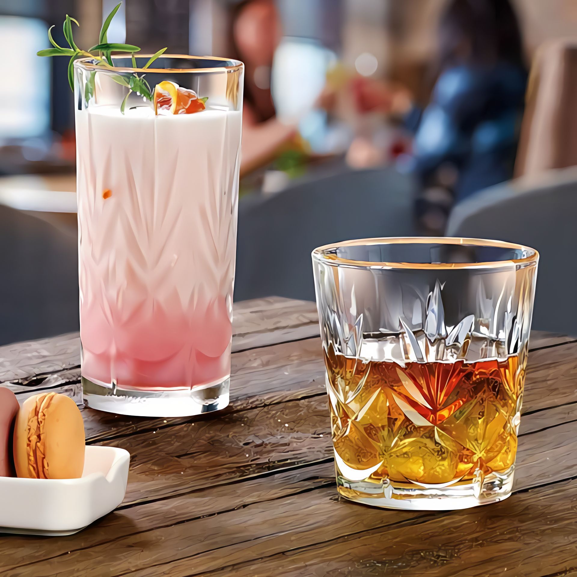 饮料喝水洋酒水晶玻璃套装轻奢杯子乐美雅果汁威士忌酒杯