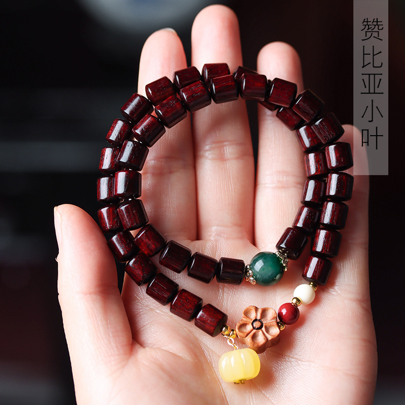 赞比亚小叶紫檀桶珠diy春境款手链规格8×8男女念珠首饰厂家批发