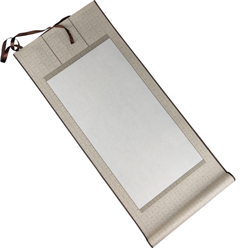 加厚宣纸空白画轴卷轴书法毛笔字作品挂画国画创作仿绫纸挂轴定制