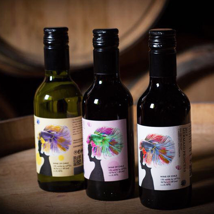 智利人鱼公主干红葡萄酒 进口红酒 小瓶礼盒包装187.5ml