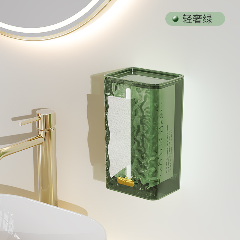 Transparent Light Luxury High-End Face Cloth Storage Box Wall-Mounted Tissue Box Living Room and Toilet Bathroom Kitchen Upside down Drawer