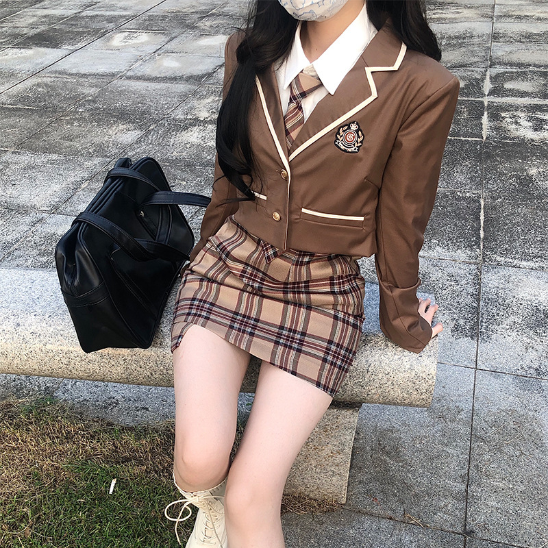少也眼 爱丁堡 美式制服学院风西装制服套装外套英伦校服秋季女