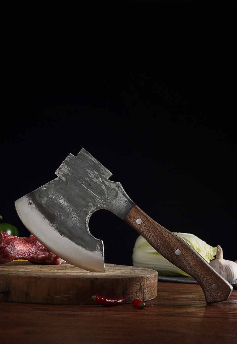 阳江高锰碳钢锻打菜刀批发加厚加重斧头砍骨刀厨师斩剁骨屠宰刀具