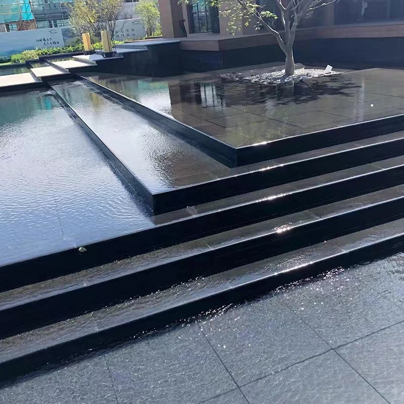 中国黑蒙古黑天然花岗岩黑金沙光面火烧面抛光面墓碑石板大理石材