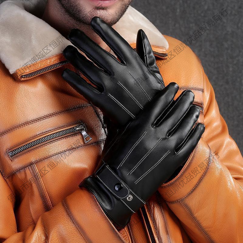 皮手套男士冬季加厚加绒保暖户外骑行防寒防水摩托车手套骑车