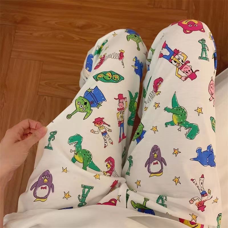 Walking Contraction Trouser Cartoon Fun Printing Crayon Xiaoxin Pajama Pants Women's Loose Comfortable Home Pants Cute Casual Pants