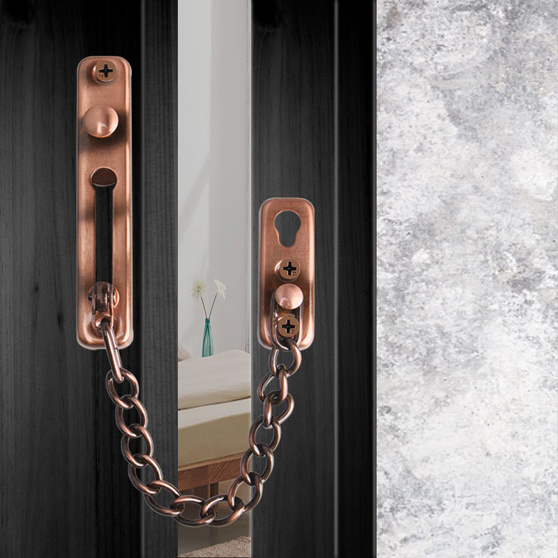 防盗链免打孔酒店安全黑色条锁防贼插销不锈钢房门内锁扣门栓直销