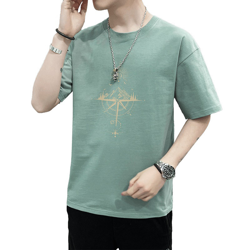 New Cotton Short-Sleeved T-shirt Men's 2024 Spring Fashion Brand Loose Bottoming Shirt Half Sleeve Short Sleeve plus Size T-shirt Fashion