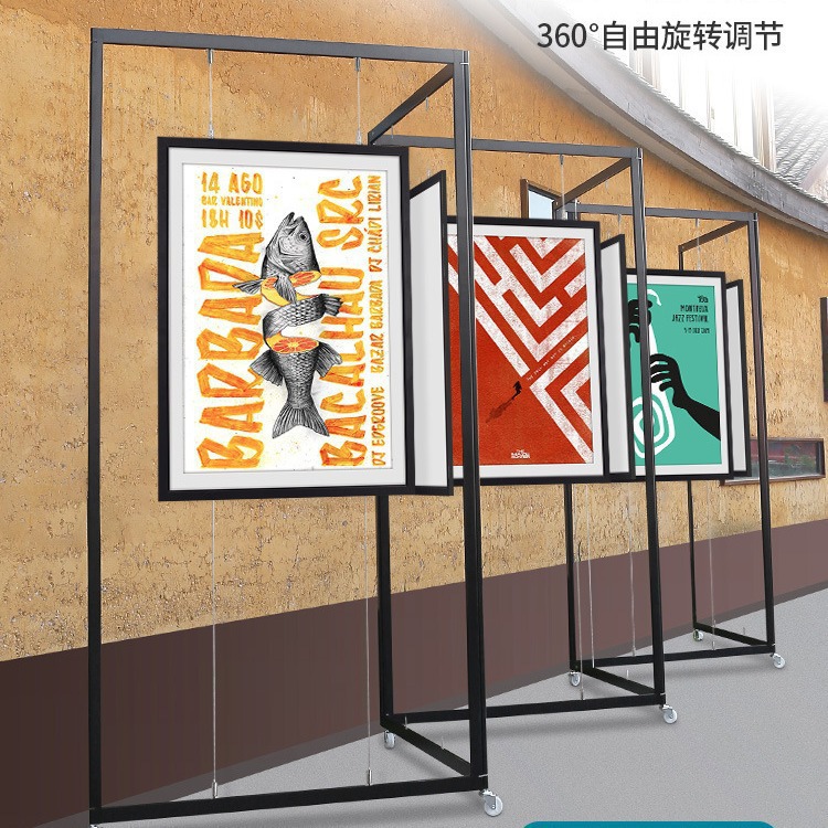 移动书画展板摄影美术作品展示架画展展厅屏风可折叠八棱柱展展架