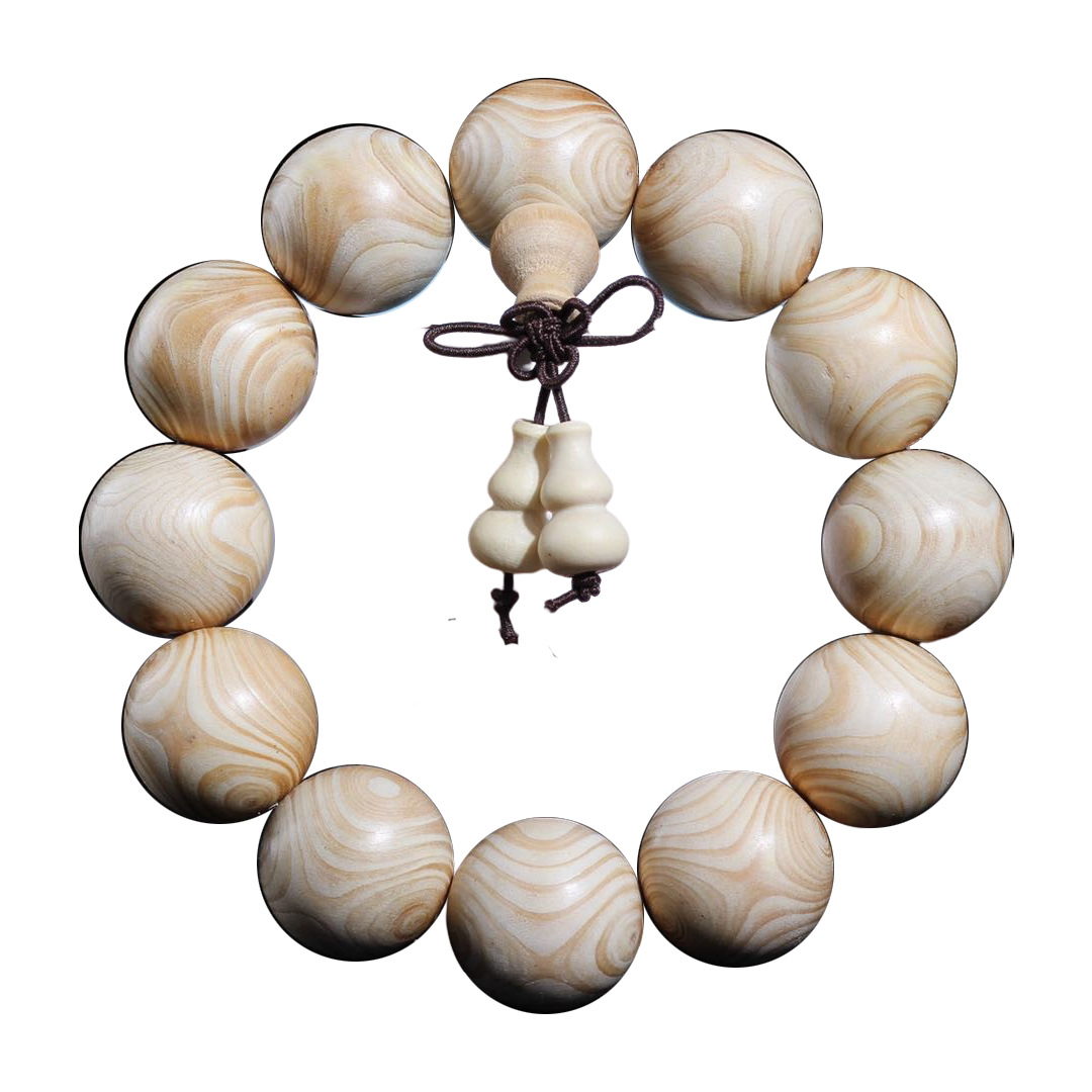 精工象牙木手串文玩对眼鬼脸纹白花梨2.0mm佛珠男女款木饰品念珠