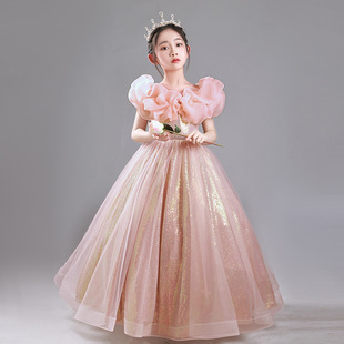 女童公主裙生日小女孩蓬蓬花童婚纱主持人钢琴演出服儿童晚礼服夏