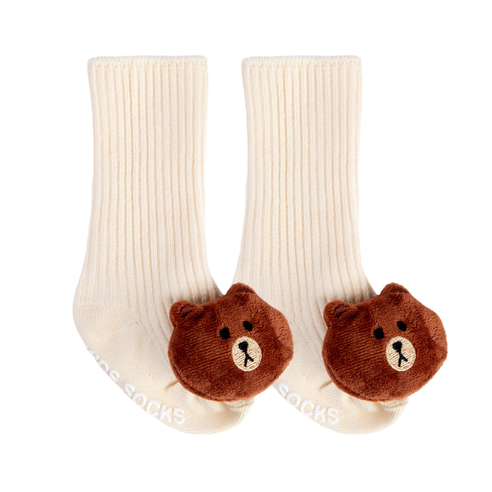 Autumn and Winter New Kid's Socks Three-Dimensional Cartoon Accessories Plush Doll Room Socks Baby Non-Slip Toddler Baby Middle Tube