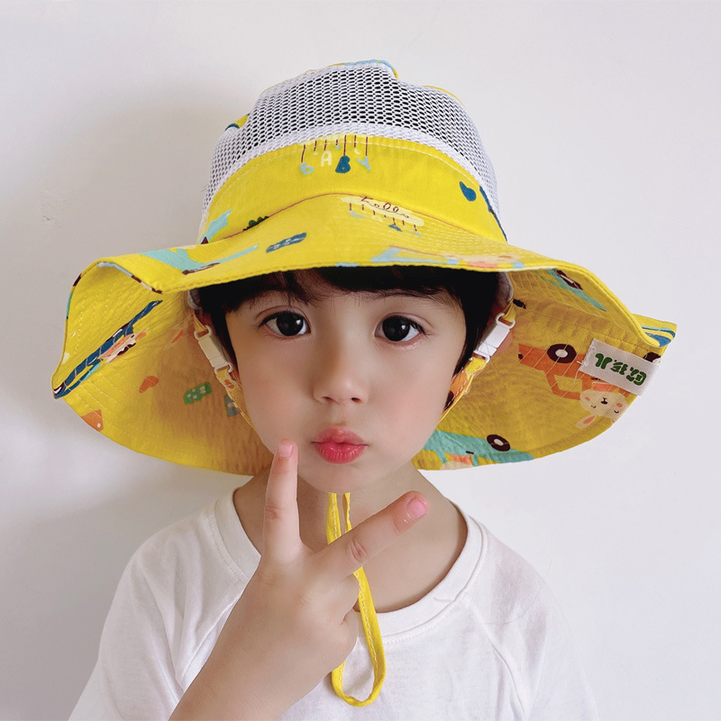 儿童帽夏季薄款太阳帽男女童网眼大帽檐遮阳帽宝宝帽子渔夫帽