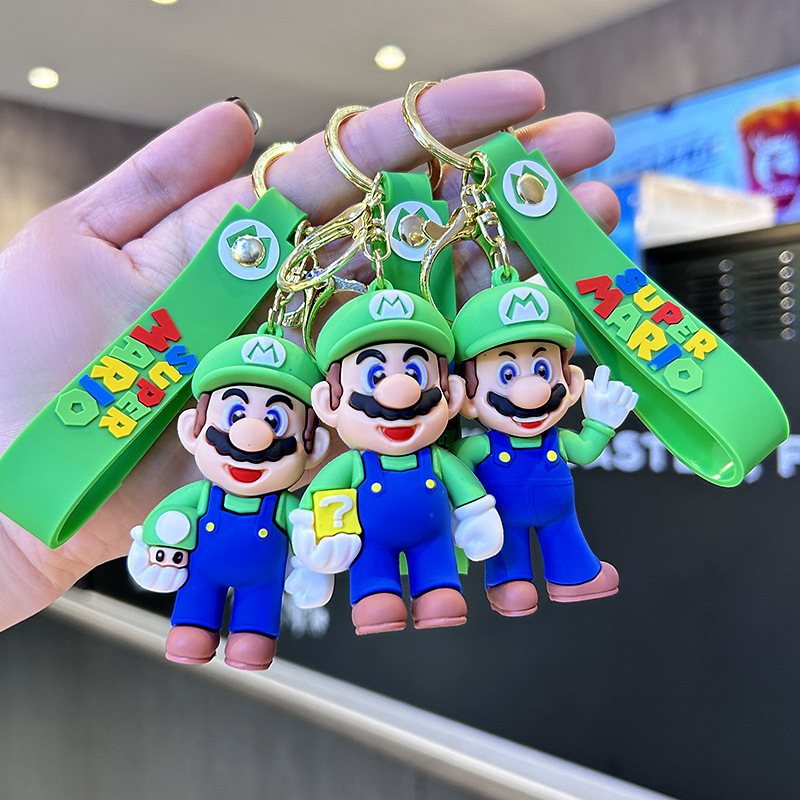 2023 New Creative Cartoon Epoxy Super Mary Keychain Cute Doll Mario Schoolbag Car Lanyard