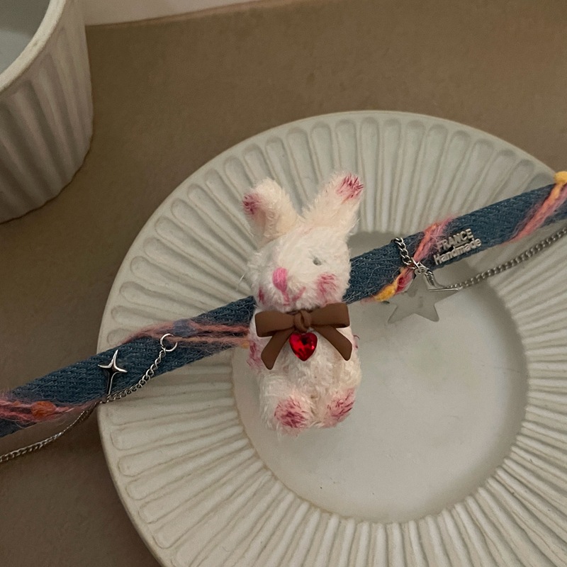 兔子牛仔项圈甜酷风个性颈链高级感小众设计感时尚可爱秋冬新款女