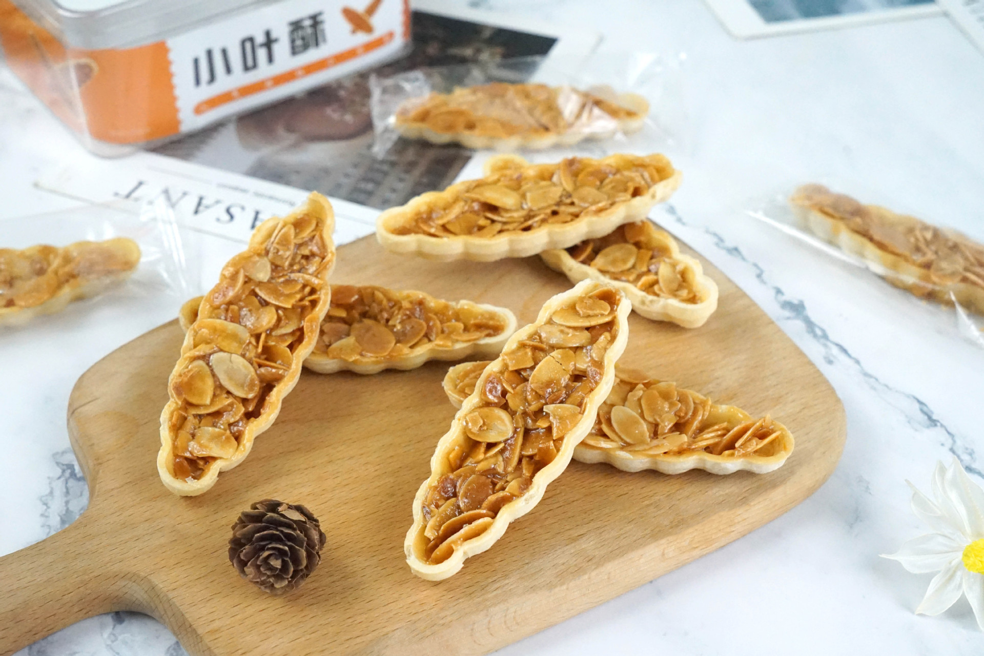 烘焙店热销 手工小船酥花生仁小叶酥坚果薄脆酥船型日式薄脆饼干