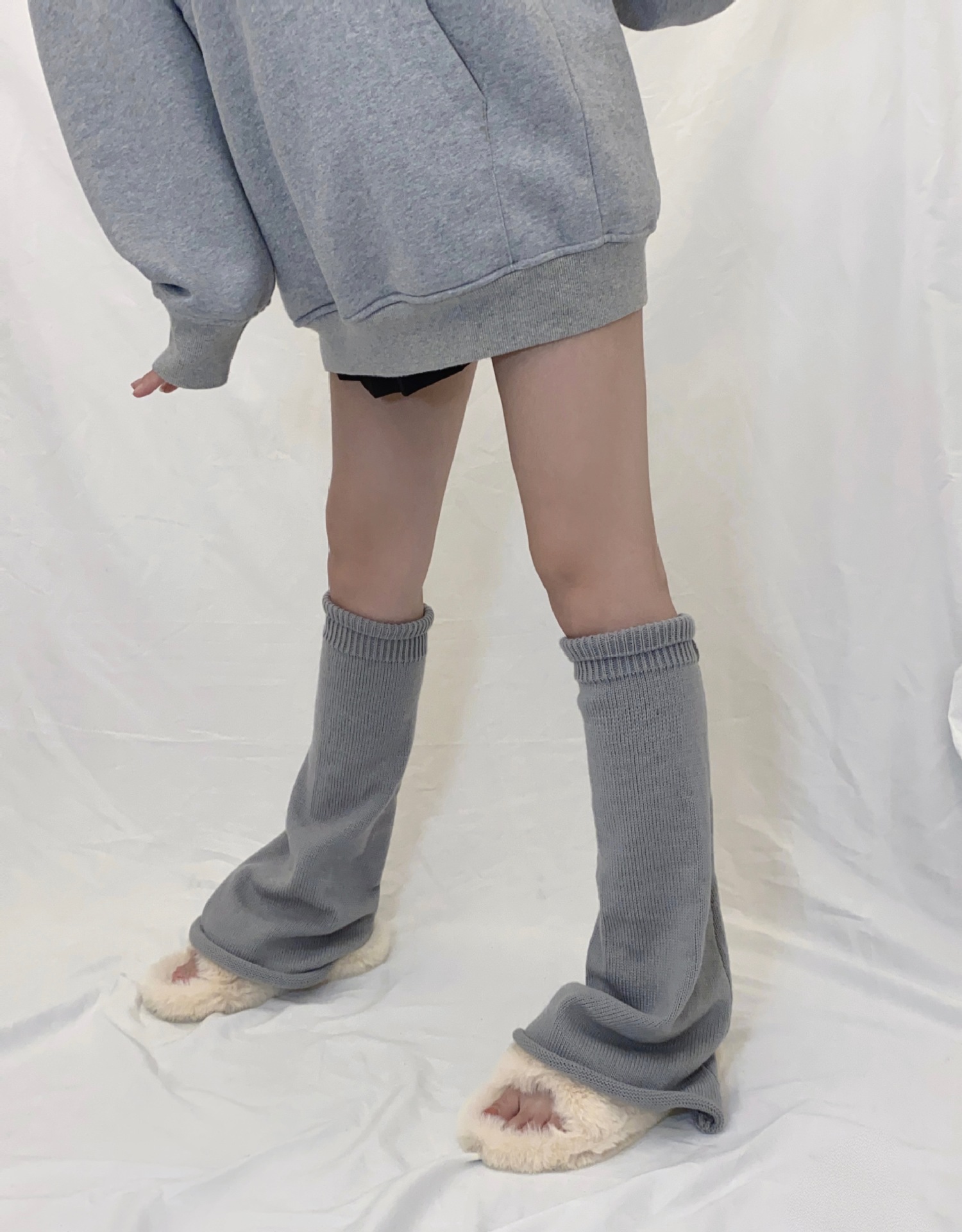 秋冬黑色设计感小众袜子jk辣妹袜套喇叭形腿套中长款亚文化堆堆袜