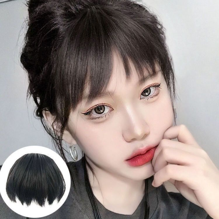 日系刘海假发女二次元狗啃式刘海假发片赫本流海逼真眉上刘海发片