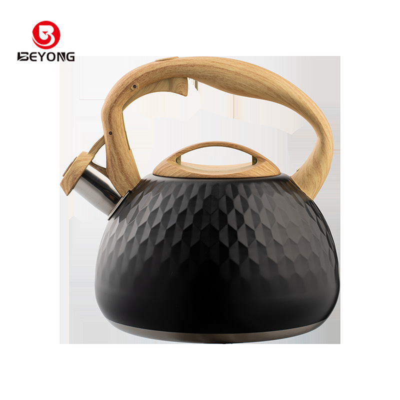 高颜值纯色鸣笛水壶菱形纹路家用燃气灶电磁炉响壶口哨烧水壶